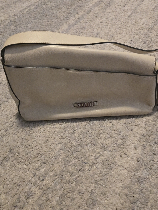 STAUD Handbags - STAUD Cream Leather Valerie Baguette Shoulder Bag - Minimalist Chic